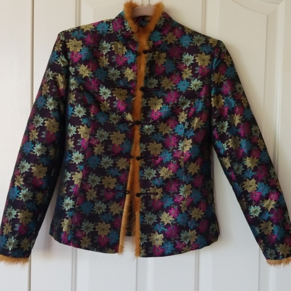 Pure Chinese silk blazer genuine fur